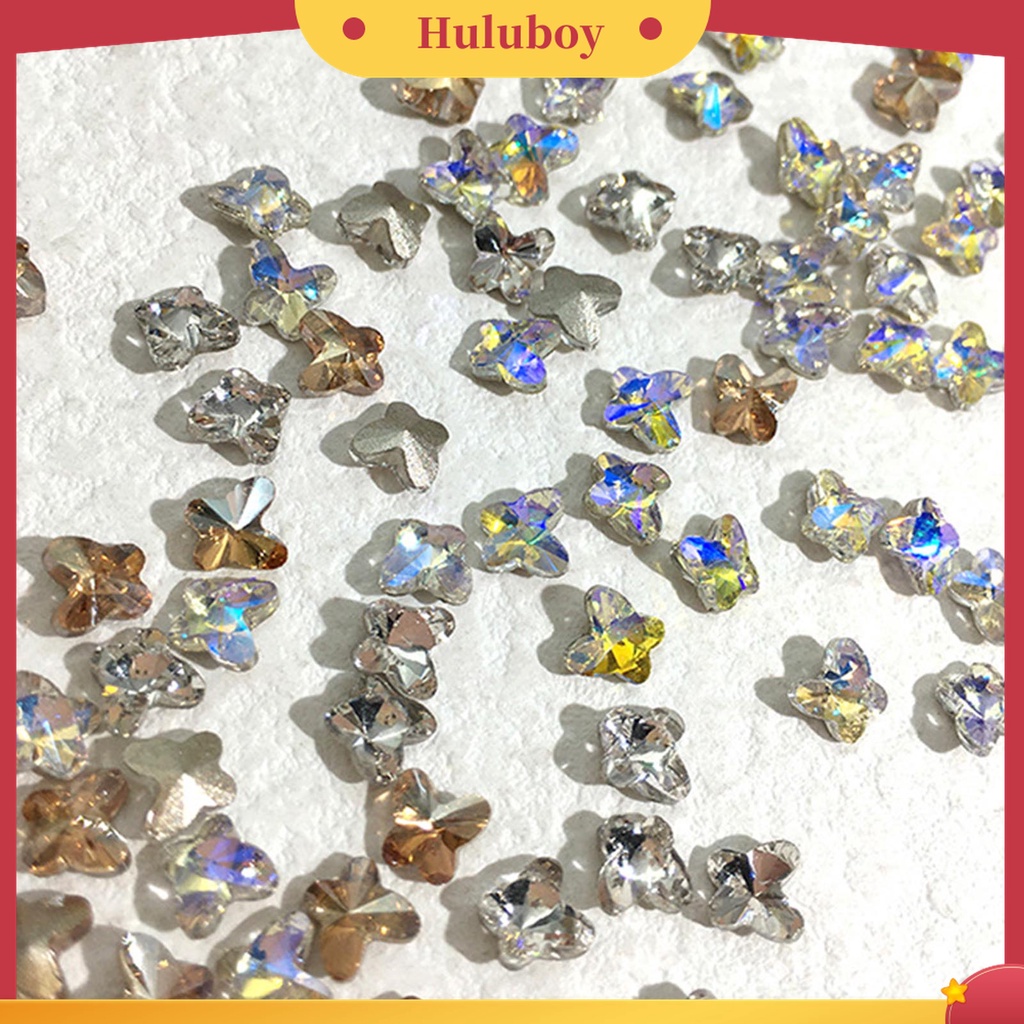 Huluboy Huluboy♡ 50 Pcs Aksesoris Kristal Buatan Bentuk Kupu-Kupu Untuk Nail Art Wanita