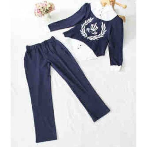 SETELAN BAJU WANITA PREMIUM [JUICY] NAVY SET CELANA DAN BAJU LENGAN PANJANG FIT L