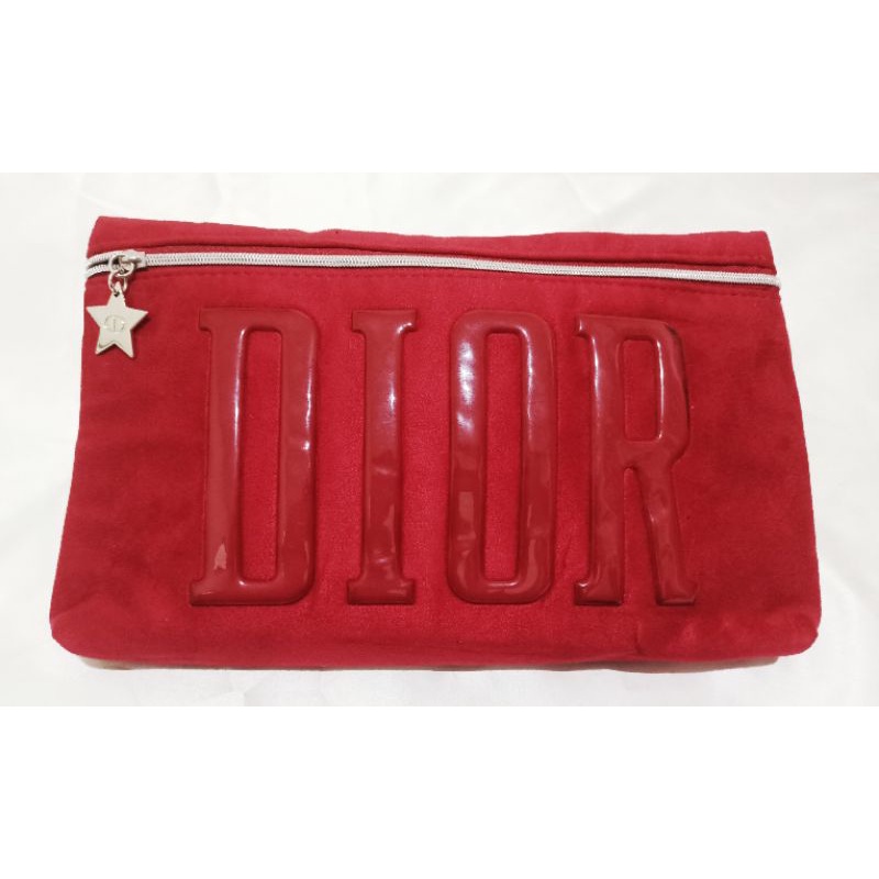 Christian DIOR Suede cosmetics pouch clutch Preloved