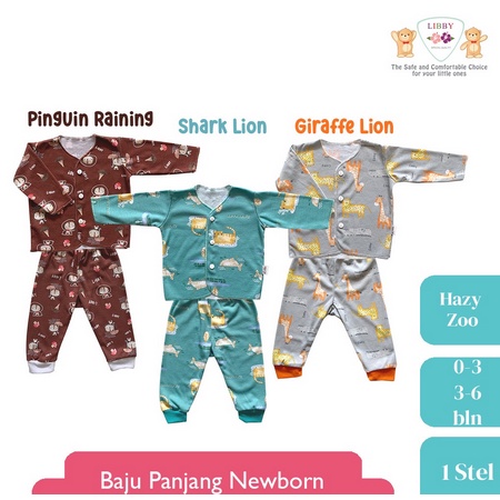 Libby Setelan Baju Panjang New Born Kancing Dada 3-6M VLP