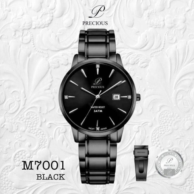 JAM TANGAN PRIA ANTI AIR MEWAH SIMPLE ELEGAN PRECIOUS M7001 STAINLESS STEEL ORIGINAL BERGARANSI JAPAN MOVEMENT