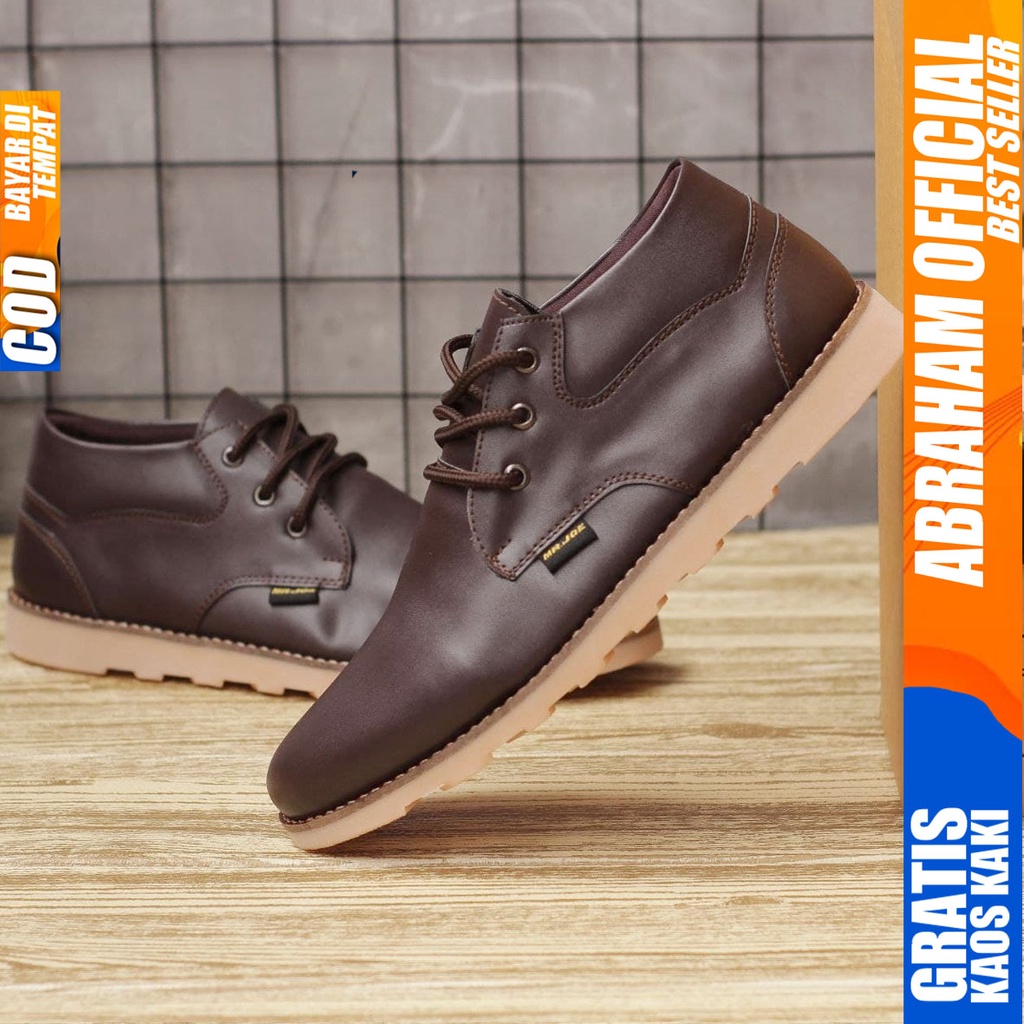 ABRAHAM COLLE Sepatu Formal Casual Pantofel Hitam - Coklat