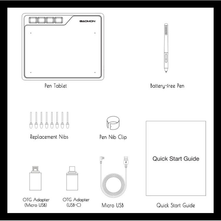 (BAYAR DITEMPAT) GAOMON S620 GRAPHIC DRAWING TABLET ANDROID (ALT HUION H640P H430P HS64 KODE 1173