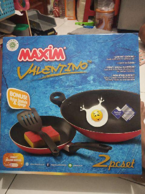 Maxim Valentino Set Wajan Teflon Spatula Sponge Murah Berkualitas