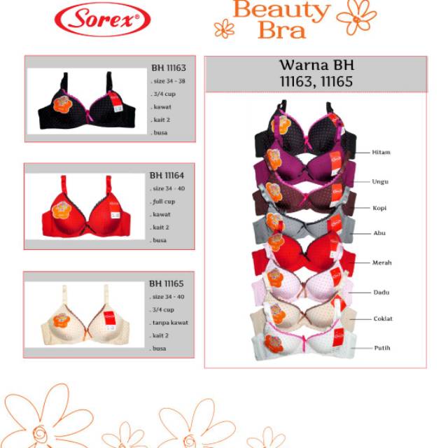 Bra BH Sorex 11164 Kawat Busa Tipis
