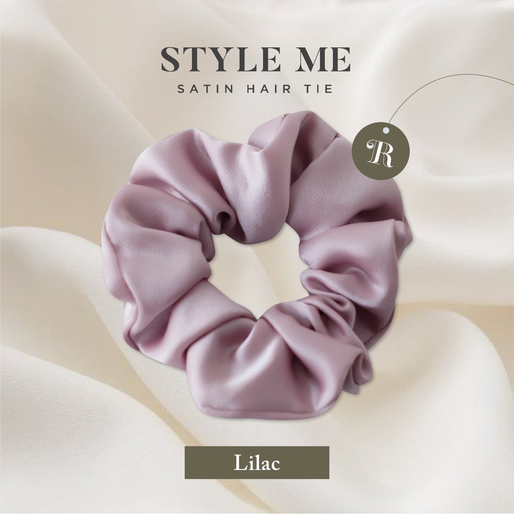 Scrunchies Premium Satin Silk MAXI The Rituale | Ikat Rambut Kuncir Hijab Cepol | Anti Rontok Pusing-Lilac