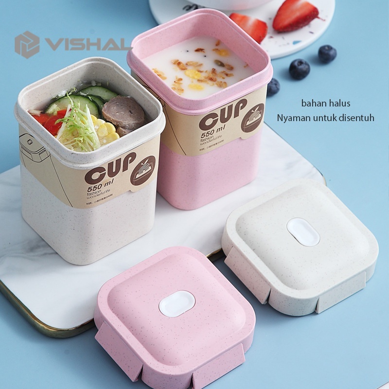 VISHAL Cangkir Sup 550ml /Anti Bocor Tumpah Portable Sop Cup /Dapat dipanaskan VS-60