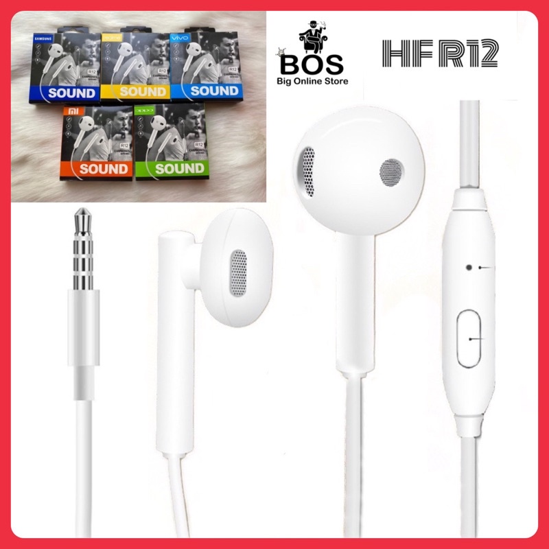 BOS - HANDSFREE R12 BRANDED | HEADSET/HEDSET/HF/HENSET SUARA SUPER MANTAP