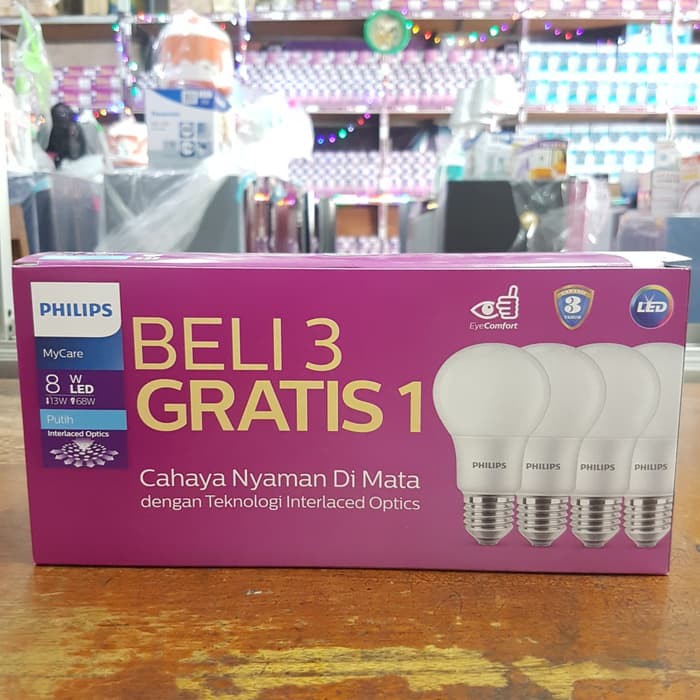 Philips Paket Lampu LED MyCare 8W Putih Bulb (Harga 4 pcs) PROMO GARANSI