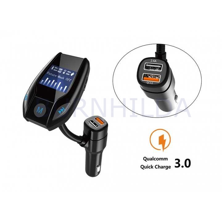 Qualcomm QC 3.0 Bluetooth Car Radio Transmitter Hands-Free mobil motor burnhilda