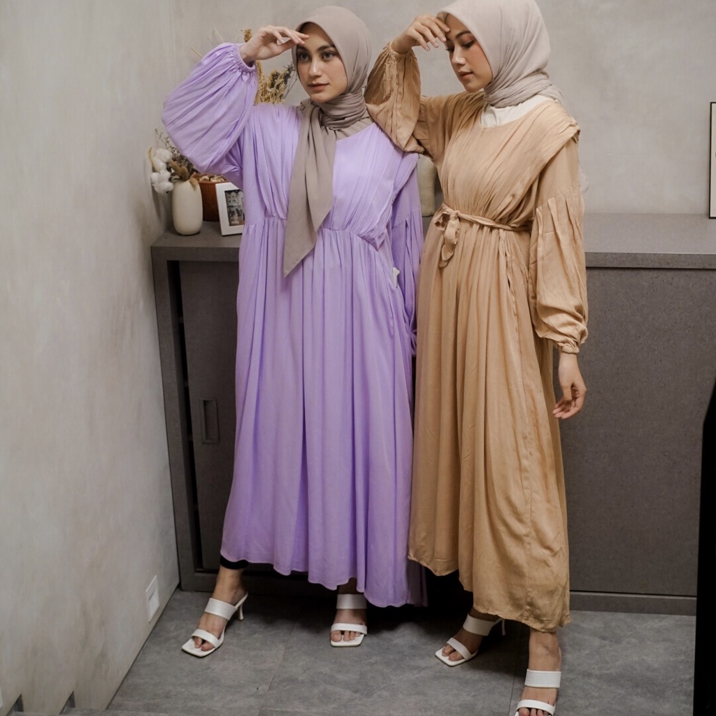 Oclo Diarza Dress Casual Basic Gamis Gaun Wanita Lengan Panjang OCL00759