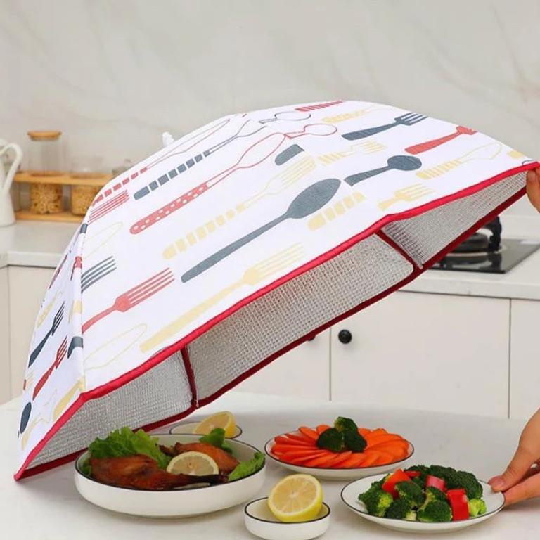 Paling Disukai.. Tudung Saji Lipat / Penutup Penahan Panas Rangka Ukuran JUMBO 80cm / Tempat Penyimp