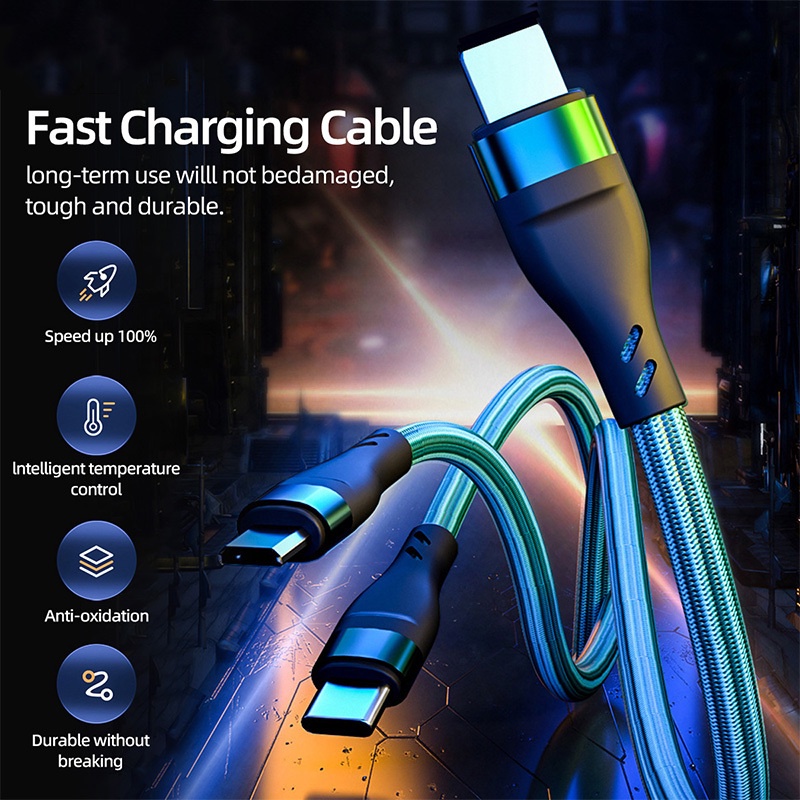 Kabel Data / Charger USB Tipe-C 6A 66W Panjang 1m / 2M Untuk Android / Huawei