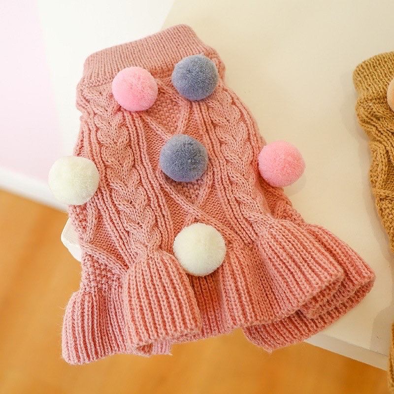 Korea POMPOM sweater dress