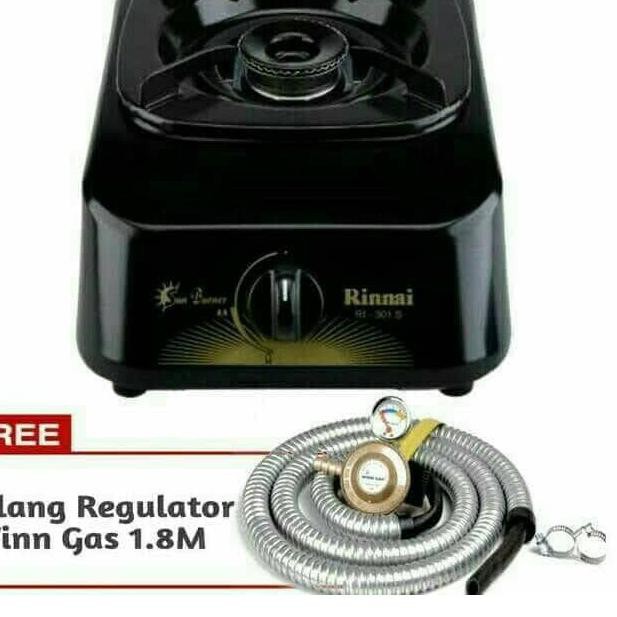 terlaris  produk Rinnai Kompor Gas 1 Tungku RI-301S + Selang Paket Regulator Winn Gas