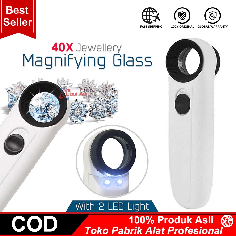 40X HAND-HOLD MAGNIFIER GLASS - KACA PEMBESAR LED MG6B-1B