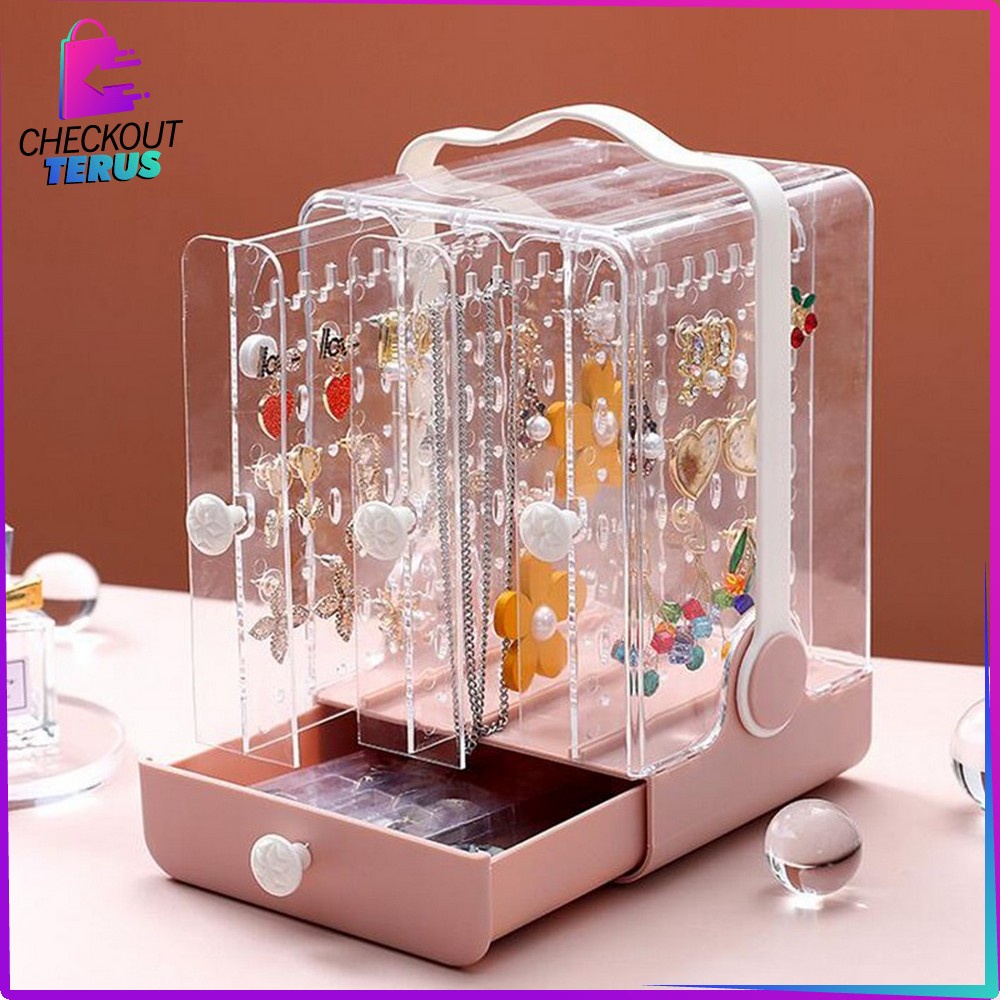 CT K17 Rak Perhiasan Anti Debu Jewelry Box Acrylic Tempat Penyimpanan Acrylic Organizer Rak Anting dan Aksesoris Wanita