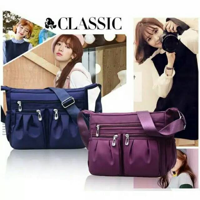 Waterproof Nylon Shoulder Bag Tas Selempang Wanita import