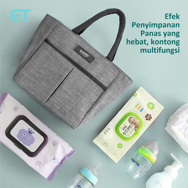 ecentio &amp; FOODI tempat makan anak set 1000ml dan cup 330ml tas aluminium/lunch box set dan lunch bag/free sendok&amp;sumpit/bekal makan set BPA FREE