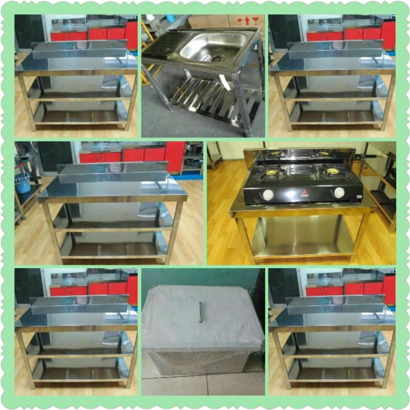 Paket 5 Meja Plating 1 Meja Kompor 1 Bak Cuci Piring dan 1 Greasetrap