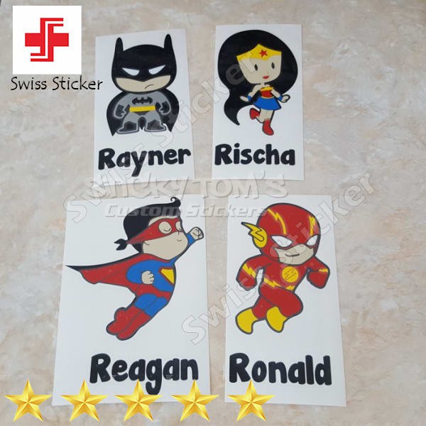 

Terlaris Superhero Sticker Full Color Lucu Bisa Custom Nama Keren