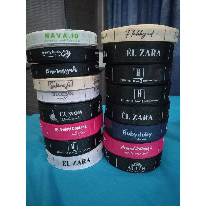 

Label Baju Dan Hijab Free Design/ Pita Sablon Free Desain 2-4HARI JADI RB9