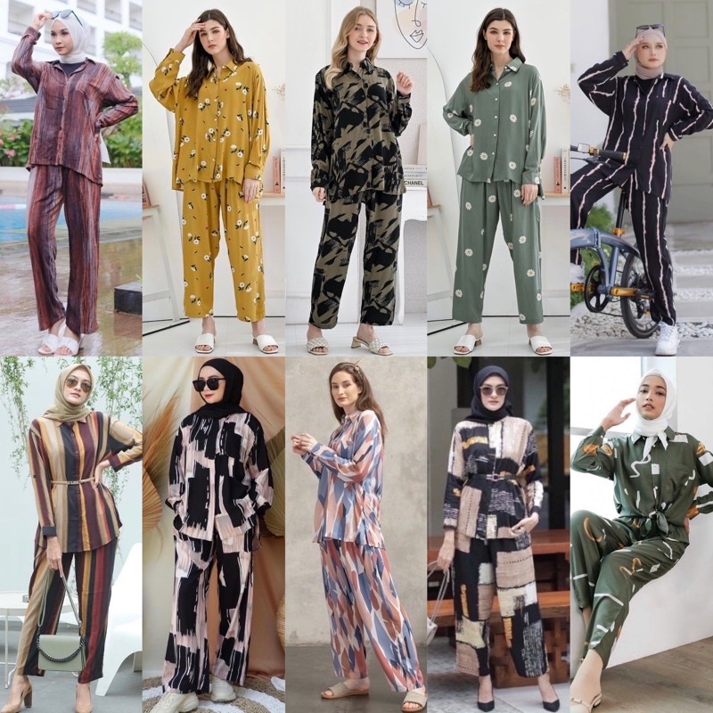 (RPA) ALL ONE SET LV ISABEL OVERSIZE KEMEJA SET RAYON UNIQLO