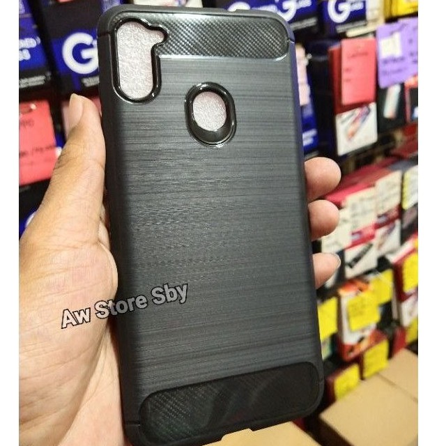 Premium case samsung a11 m11 anti flip fibercarbon