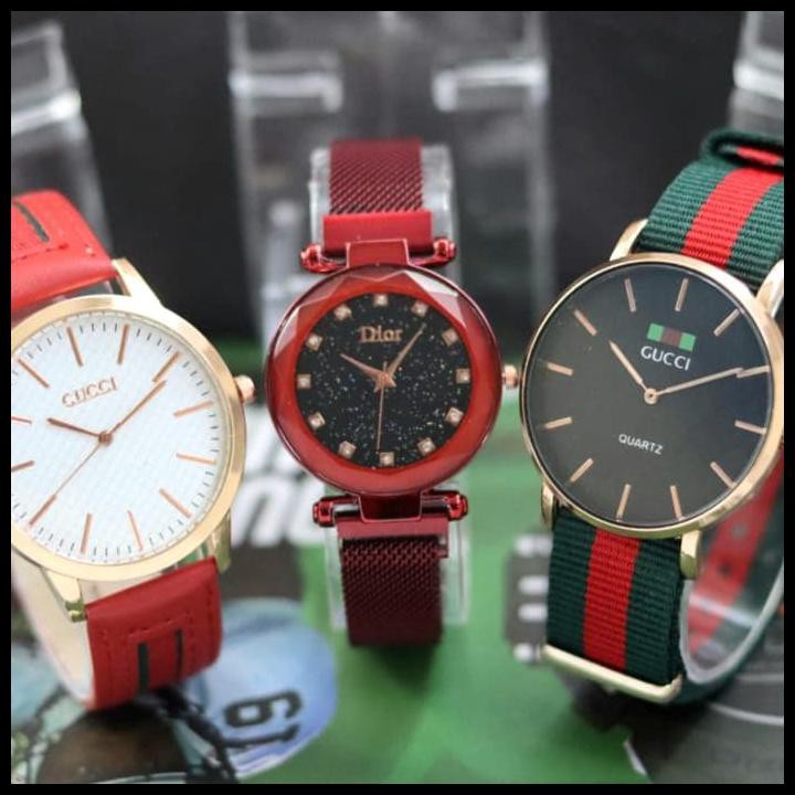 Jam Tangan Gucci Paket/Jam Tangan Pria Wanita Display Analog