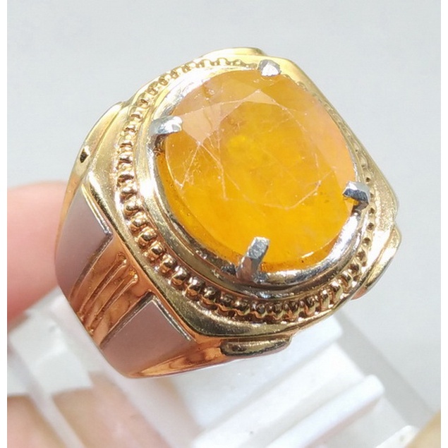 Cincin batu Permata Yellow Safir Yakut Kuning Bagus Kristal Asli
