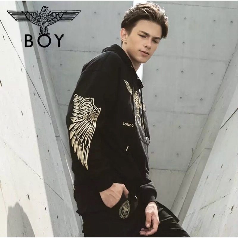 BOY17 SWEATER HOODIE BOY LONDON BORDIR WINGS GOLD IMPORT PRIA WANITA ASIA EROPA KOREA BIG SIZE