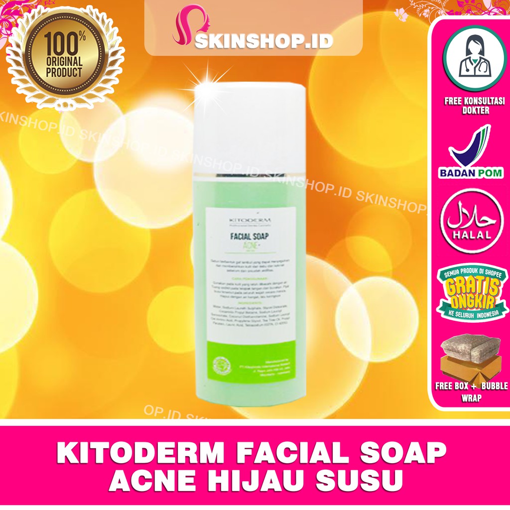 Kitoderm Facial Soap Acne HIJAU SUSU 100ml Original /  Sabun Wajah Kulit Berjerawat BPOM Aman