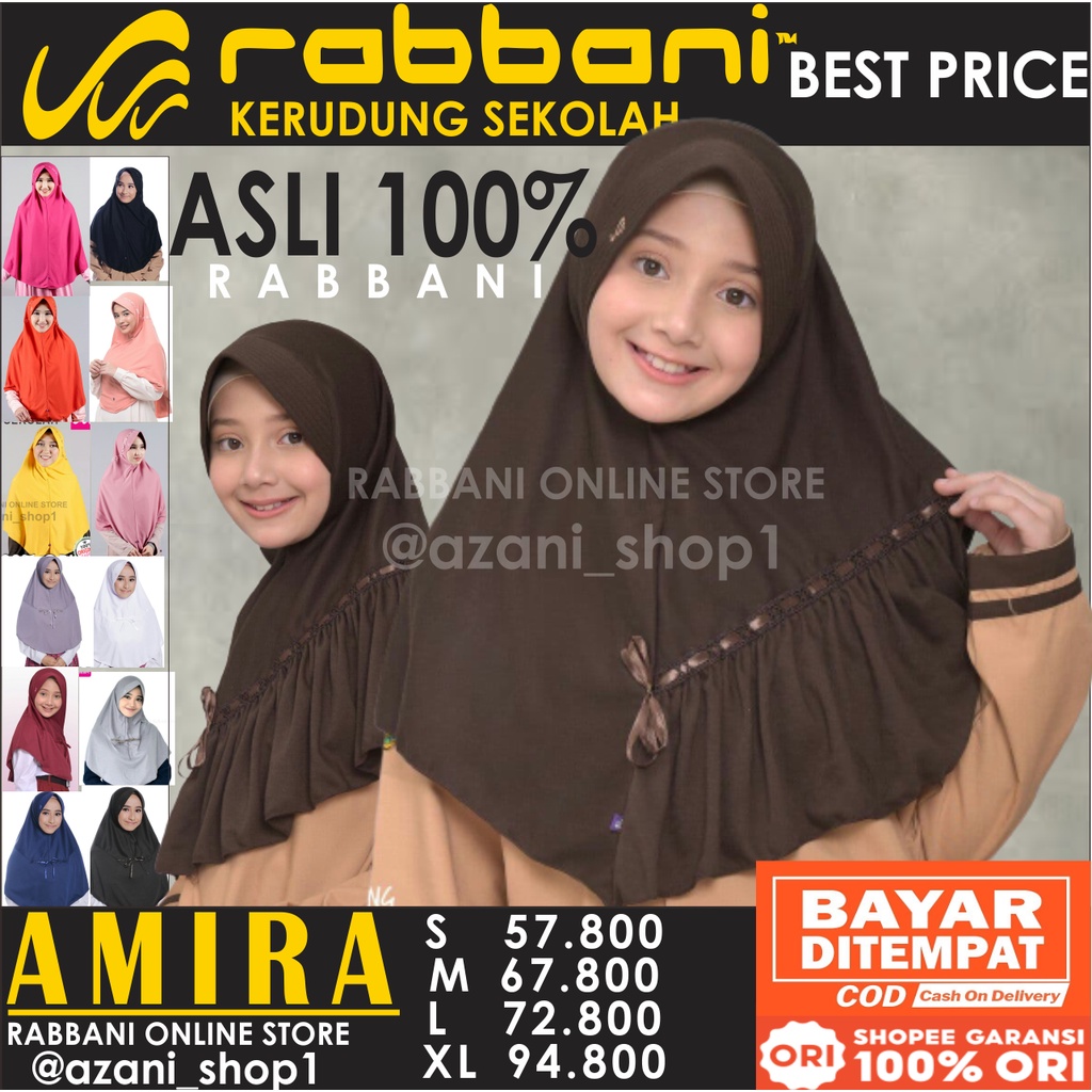 KERUDUNG RABBANI SEKOLAH | AMIRA ORI | jilbab rabani Robbani SD SMP SMA Terlaris uk.S M L XL TERBARU