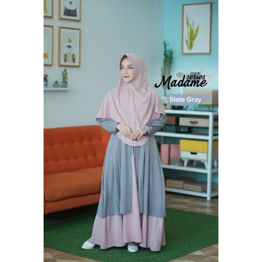 READY MADAME SERIES SET KHIMAR PED BY SHALIHALOOKS STATE GREY XS GAMIS ALA OUTER GAMIS SYARI DRESS L