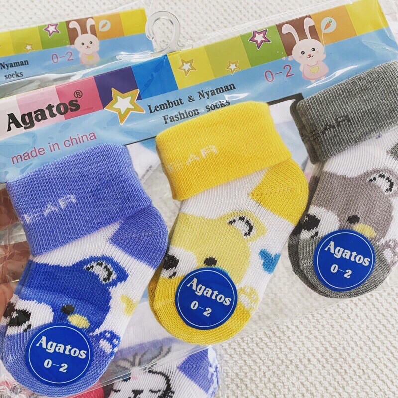 Kaos kaki BAYI Jamur NEWBORN Anak Karakter Agatos SIZE 0-2 (0-5BULAN) isi 2-3 Pasang/Pack Termurah