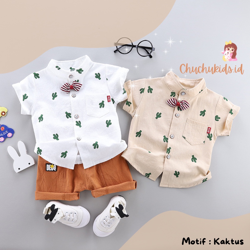 Setelan Kemeja Anak Import / Pakaian Kemeja Anak / Atasan Anak Cowok / Kemeja Anak Laki Laki Dino - KMJ-Kaktus