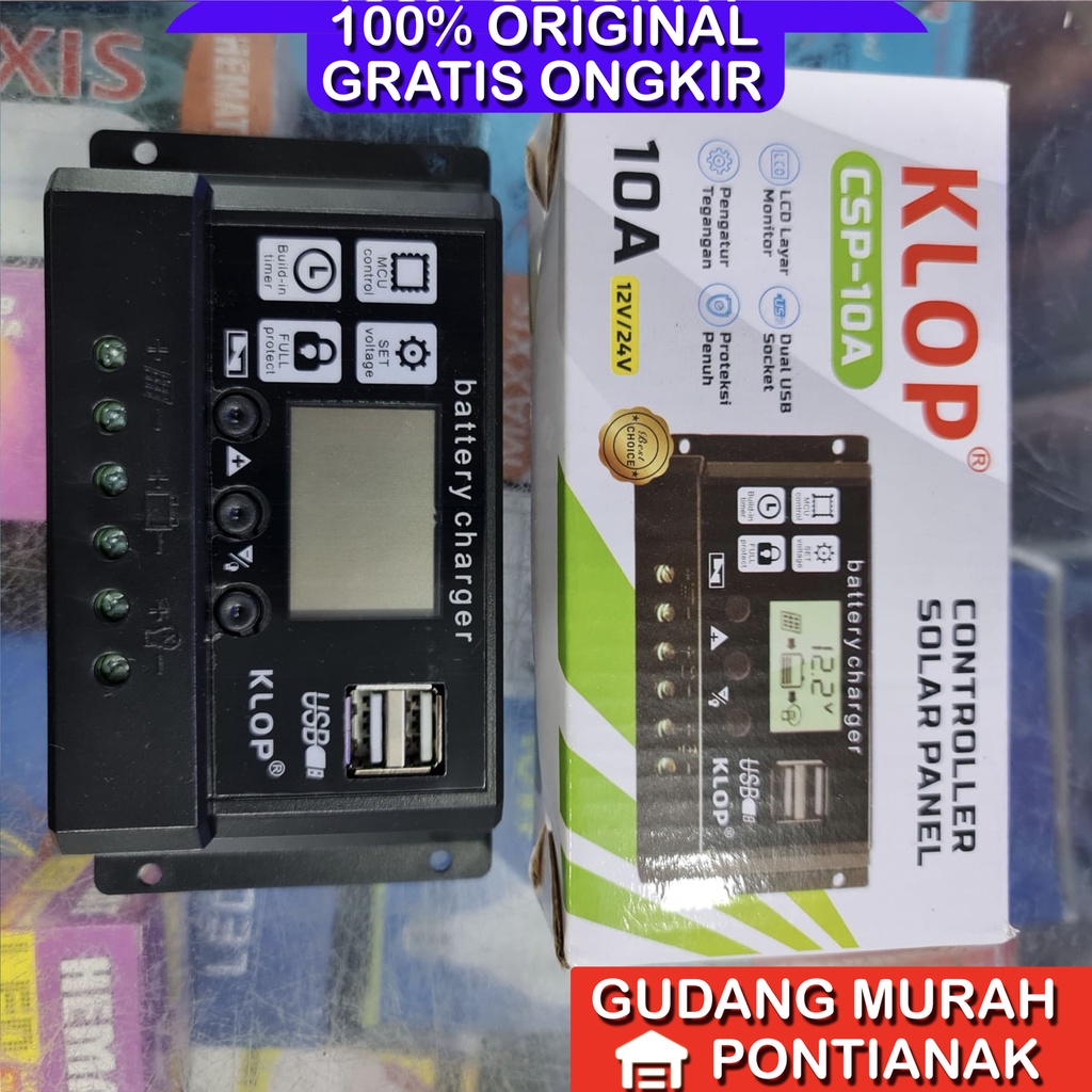 Controller 10A Panel Surya Sollar Charger Controler kontrol pengecas aki KLOP