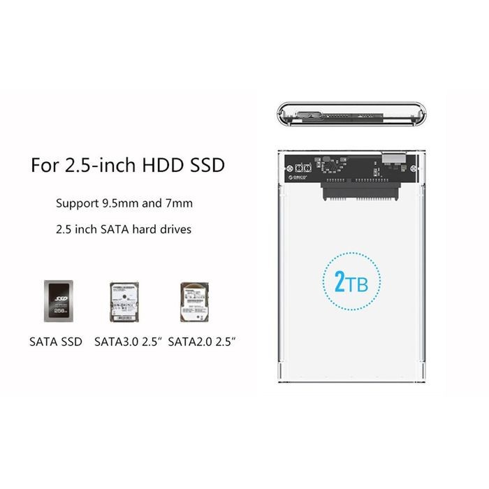 Ssd hdd enclosure orico 2.5 inch sata usb 3.0 5Gbps Transparent 2139u3 - Casing harddisk external 2.5&quot; usb3.0 transparan 2139-u3