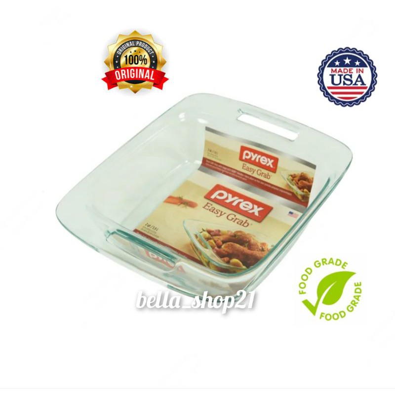 pyrex loyang kue kaca persegi 1,8 ltr bisa microwave dan oven - 691