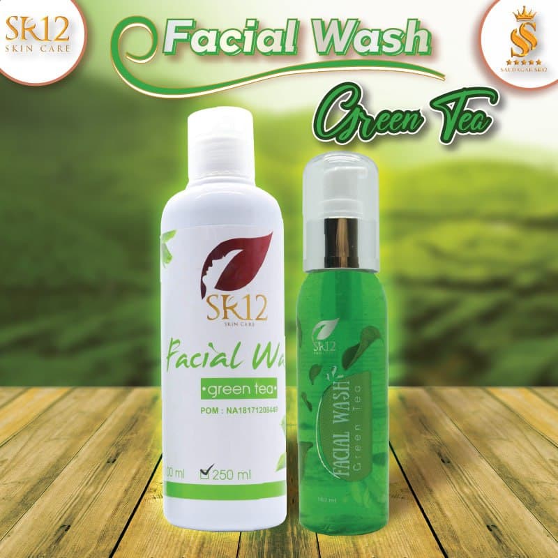 FACIAL WASH GREENTEA SR12 ORIGINAL / SABUN KULIT WAJAH BERMINYAK BPOM / MENGATASI JERAWAT / MELEMBABKAN WAJAH / saudagarsr12