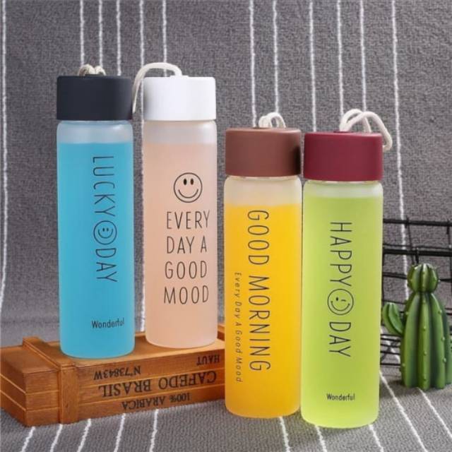 Minimal 100 Botol Minum Kaca Doff Lucky Day 350ML Sablon Minimal 100 Botol Minum Kaca Doff Lucky Day 350ML Sablon