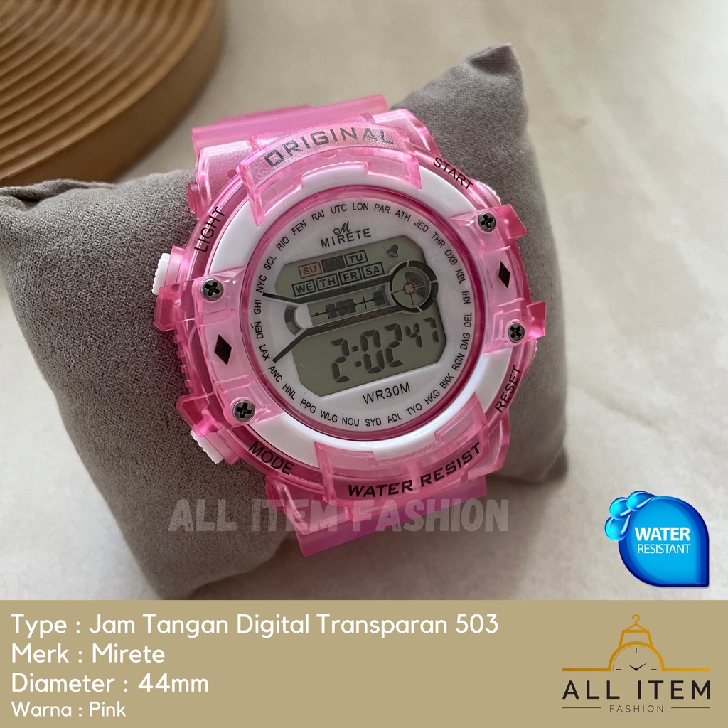 COD✅ Jam Tangan Digital Transparan Bulat Mirete 503 / Sport Watch / Jam Fashion