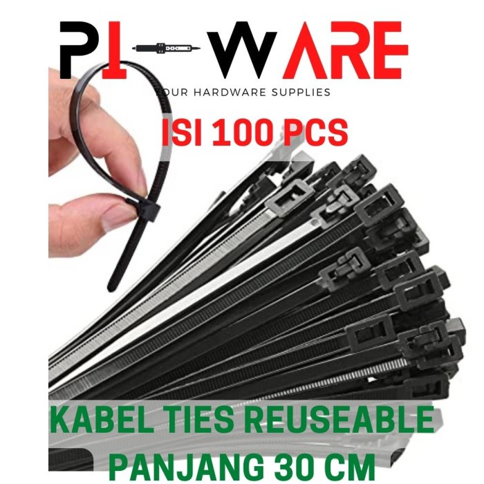 Cable Tie Reusable Bisa Pakai Ulang Kabel Ties 30cm 300mm Isi 100 Pcs