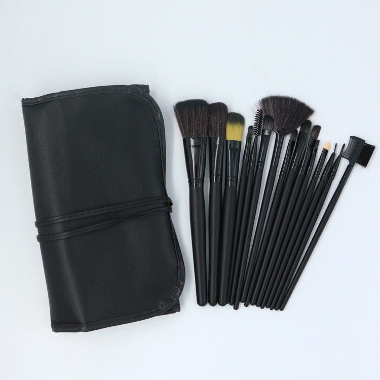 Kuas Make Up Cosmetic Brush 15 Pcs with Pouch Professional Brushes Makeup Set Kit Tool Brushes Super Soft Pouch Kosmetik Peralatan Kecantikan Wanita Profesional Bulu Halus Lembut Dandan Wajah Maksimal - Hitam