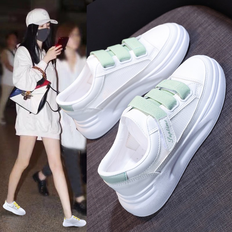 【CUCI GUDANG 】Sepatu Sneakers Wanita Bahan Mesh Breathable Warna Putih Gaya Casual / Korea untuk