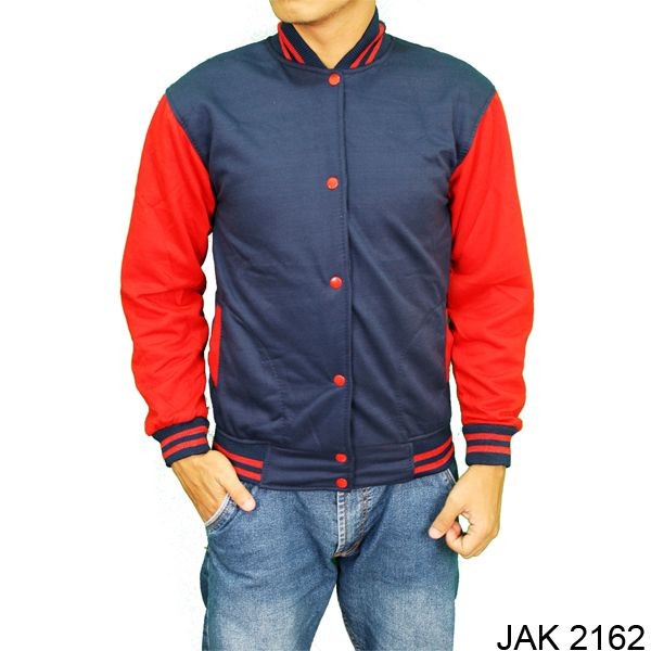 Jaket Baseball Keren Fleece Navy – JAK 2162