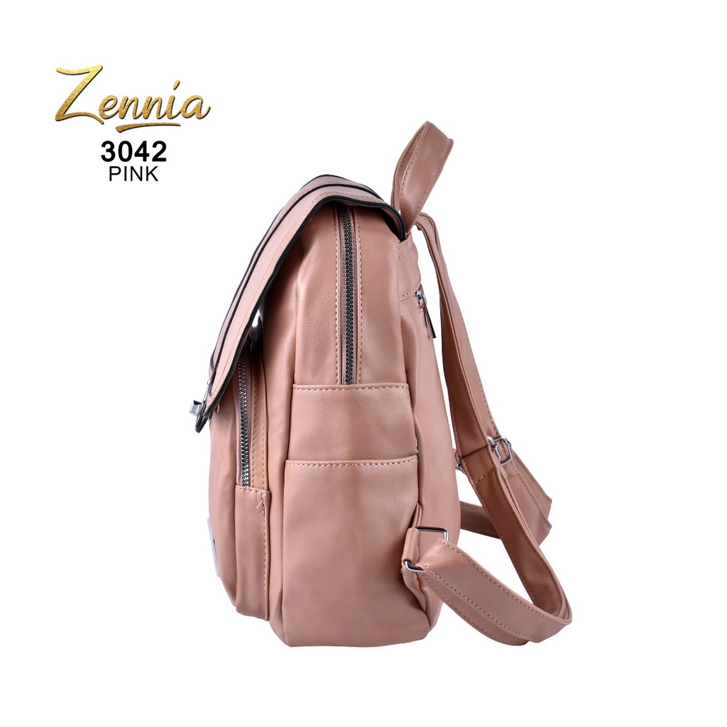 (TSI) Tas Wanita Zennia 3042 Tas Kulit Ransel Korea Tas Wanita Punggung Import Kantor Kerja Sekolah Kuliah Outdoor Trendy Fashion Style Travel Casual Backpack Serut Anak Remaja Perempuan Selempang Cewek Bag