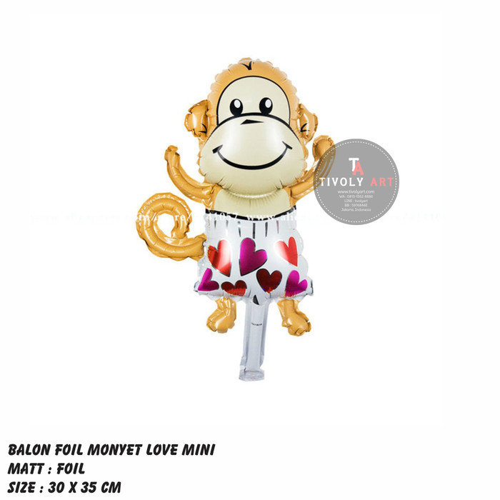 Balon Foil MONYET LOVE MINI / Balon Foil Monyet / Balon Monyet Termurah