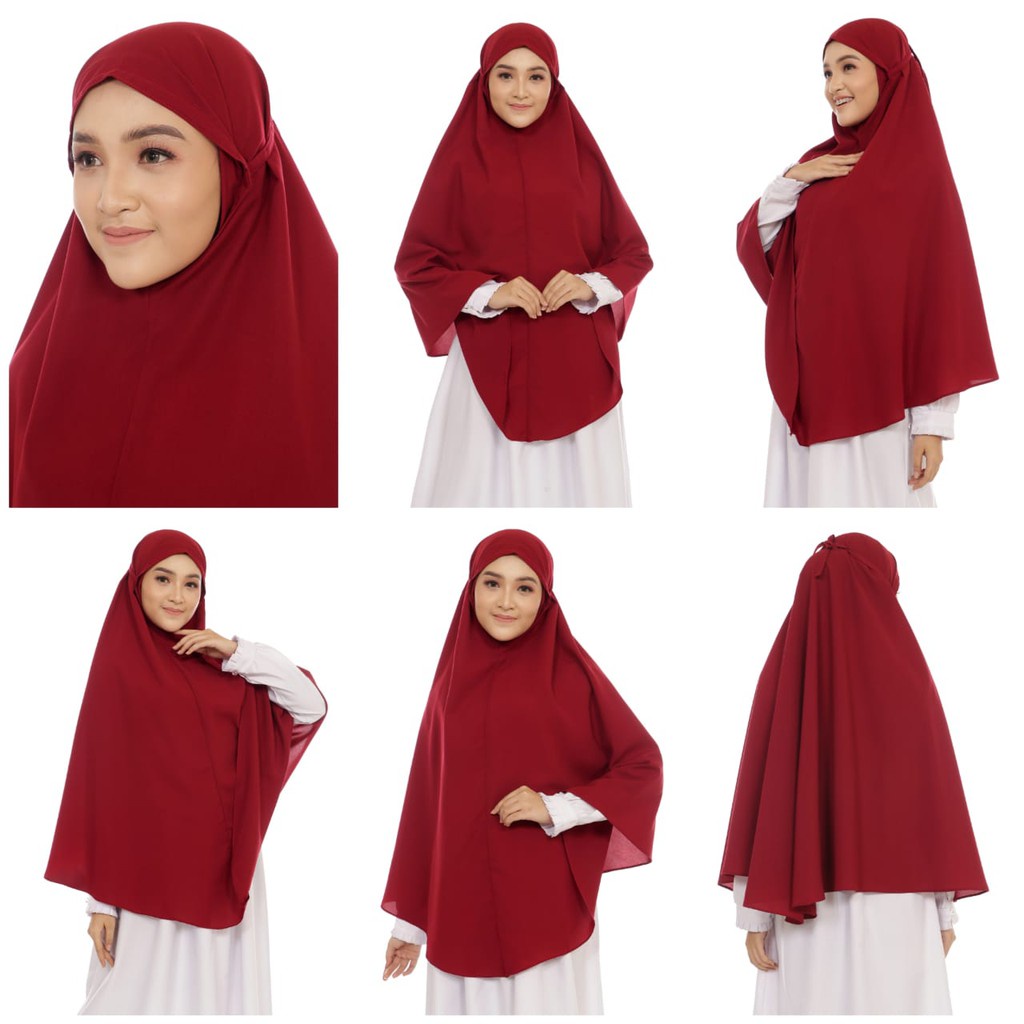 Khimar Bergo Wolifis Jumbo / Hijab Tali Wolfis Non Ped Syar'i Non Pet ORI by Cileunyi Collection Bahan Wolfis XXL Woolpeach Grade A Jilbab Bergo Maryam Besar Kerudung Model Terbaru 2022 Hitam Polos Tali Belakang 1 Layer Gratis Ongkir Bandung