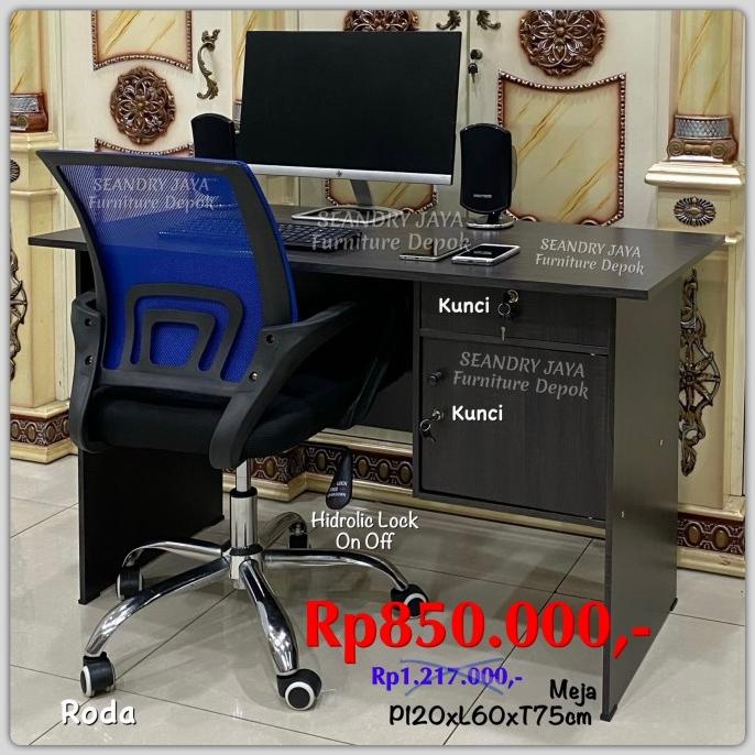 

Meja Kerja Minimalis+Kursi Putar Hydrolic/Promo Murah/Furniture Depok Store_Sanmori